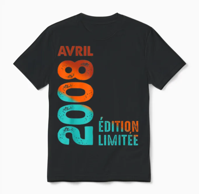 édition Limitée Avril 2008 Birthday 2008 Unisex T-Shirt in Black