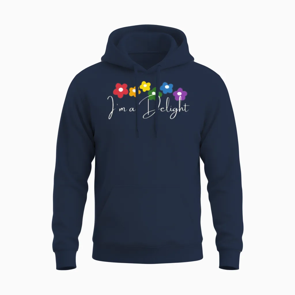 I'm a Delight Funny Unisex Hoodie in Navy