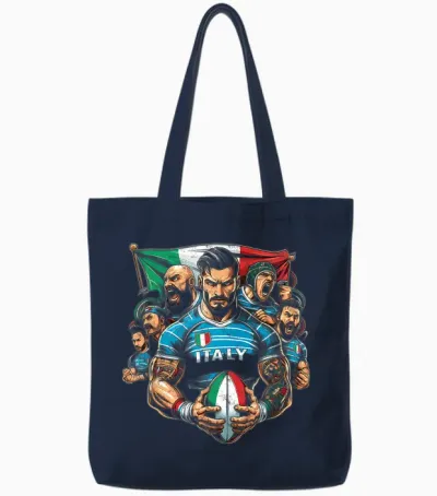 Rugby Sports Azzurri Pride: Vintage Italian Rugby Tote Bags - Navy