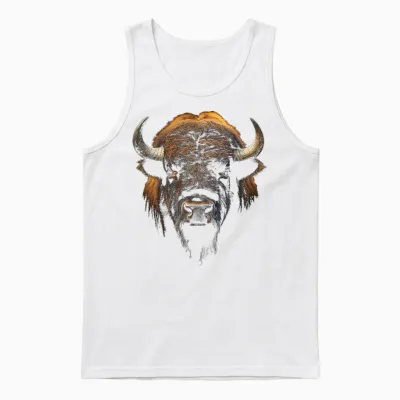 Bison Portrait Tier Zoo Kunst Bison Unisex Tank Top - White
