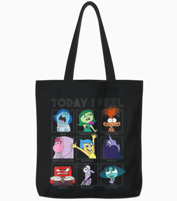 Disney Pixar Inside Out 2 Today I Feel... Vintage Panels Tote Bags in Black