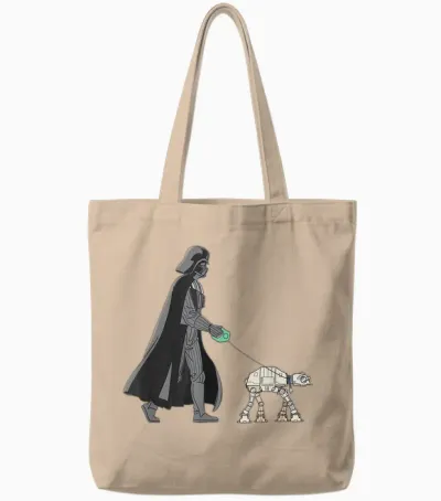 Star Wars Darth Vader the Dog Walker Meme Tote Bags - Natural