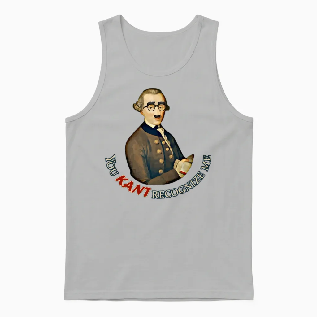 Funny Philosopher: Can't Recognize Immanuel Kant Unisex Tank Top in Ash