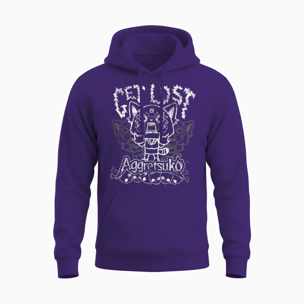 Aggretsuko "get Lost" Rage Unisex Hoodie in Purple