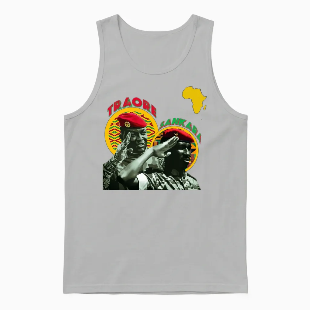 Ibrahim Traore & Thomas Sankara - Pan-African Art Unisex Tank Top in Ash