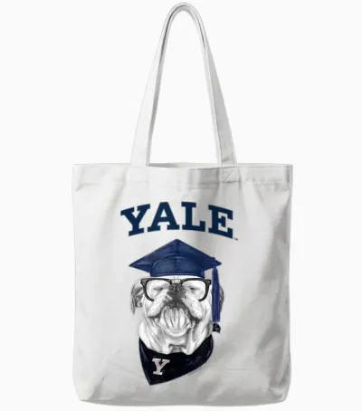 Yale University Smart Bulldog Handsome Dan Graduation Tote Bags - White