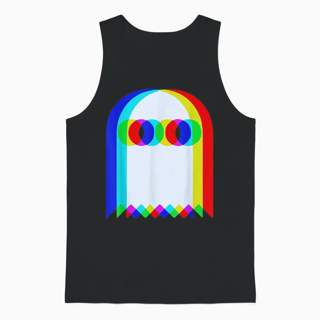 Ghost Trippy Vaporwave Halloween Techno Rave Edm Dj Music Unisex Tank Top in Black