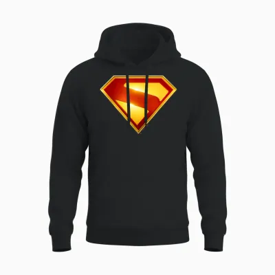 Superman (2025) Modern S-Shield Shiny Chest Emblem Unisex Hoodie - Black