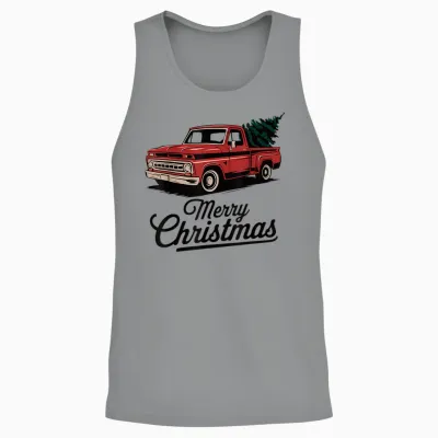 Red Pickup Truck Christmas Tree Vintage Christmas Men Women Unisex Tank Top - Sport Grey
