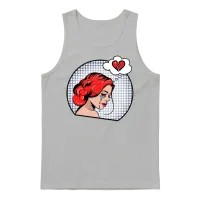Pop Art Girl Crying T-Shirt, Retro Comic Unisex Tank Top - Ash – 1