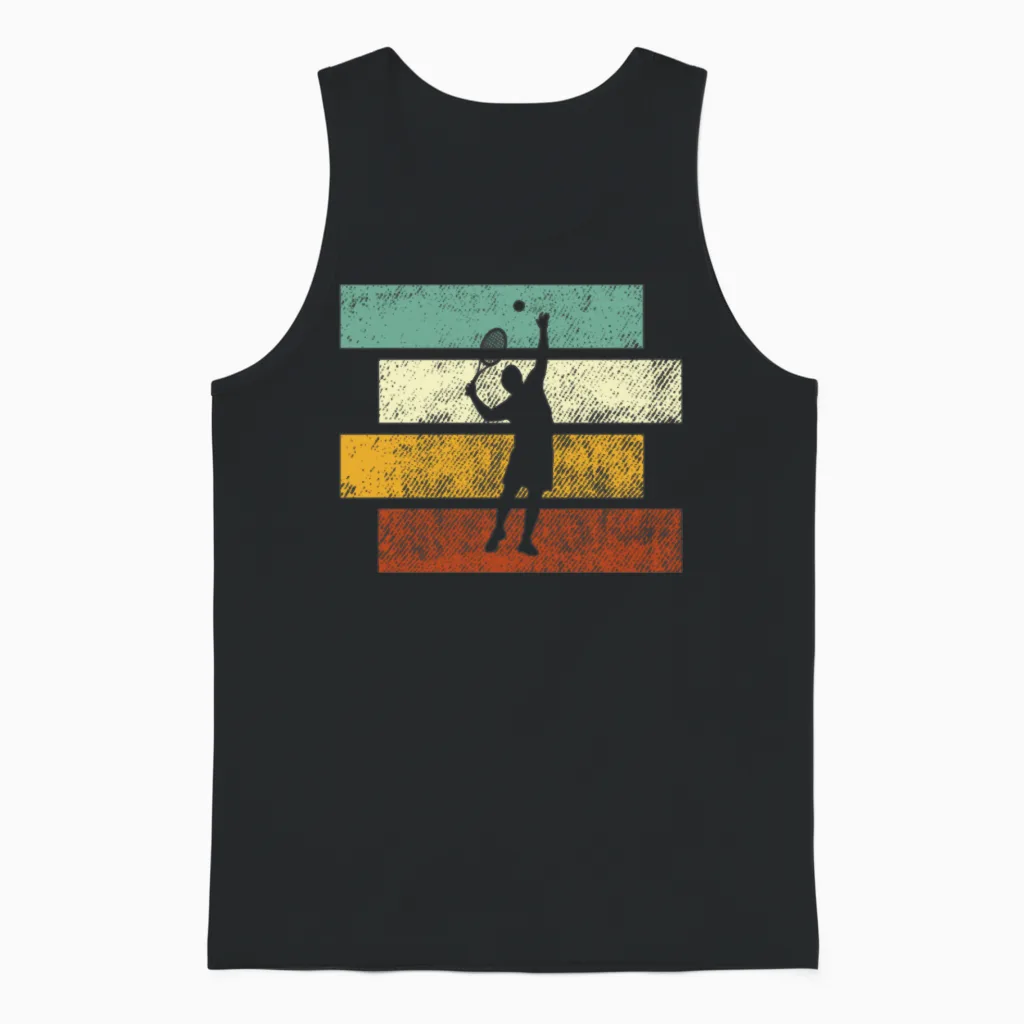 Tennis Retro Unisex Tank Top in Black