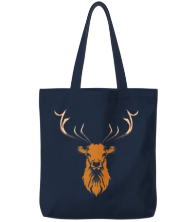 Deer Head Deer Antlers Deer Antlers Tote Bags - Navy