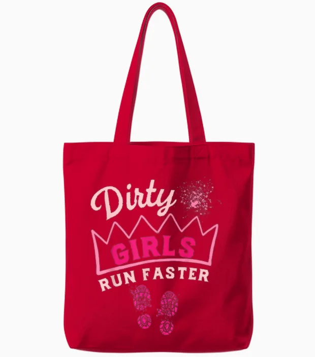 Mud Run Damen Dirty Girls Run Faster Running Gone Muddy Pink Tote Bags in Red