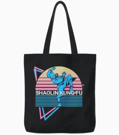 Kung Fu Retro Tote Bags - Black