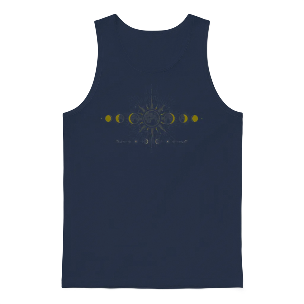 Mystic Sun & Moon Phases Mandala Unisex Tank Top - Navy