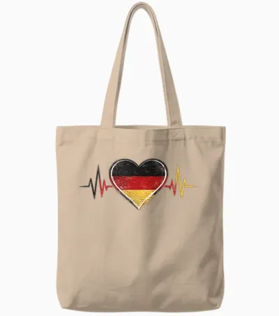 Deutschland Herzschlag Herz Flagge Tote Bags - Natural