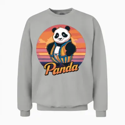 Funny Panda Retro Vintage Unisex Sweatshirt - Ash
