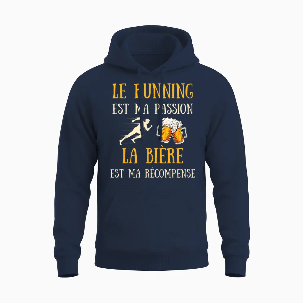 Running Beer Man Humour Running Gift Idea Vintage T-Shirt, Black, S Unisex Hoodie in Navy