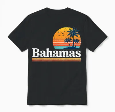 Voyage Rétro Aux Bahamas Unisex T-Shirt - Black
