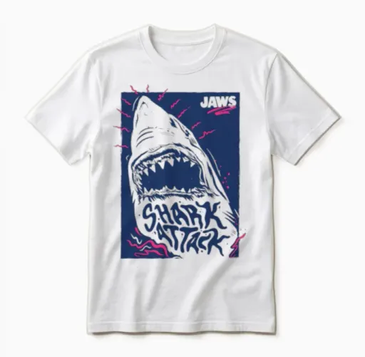 Jaws Shark Attack Unisex T-Shirt in White
