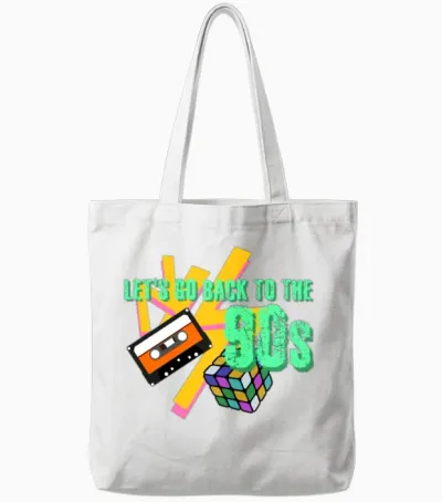 1990 90s Retro Tote Bags - White