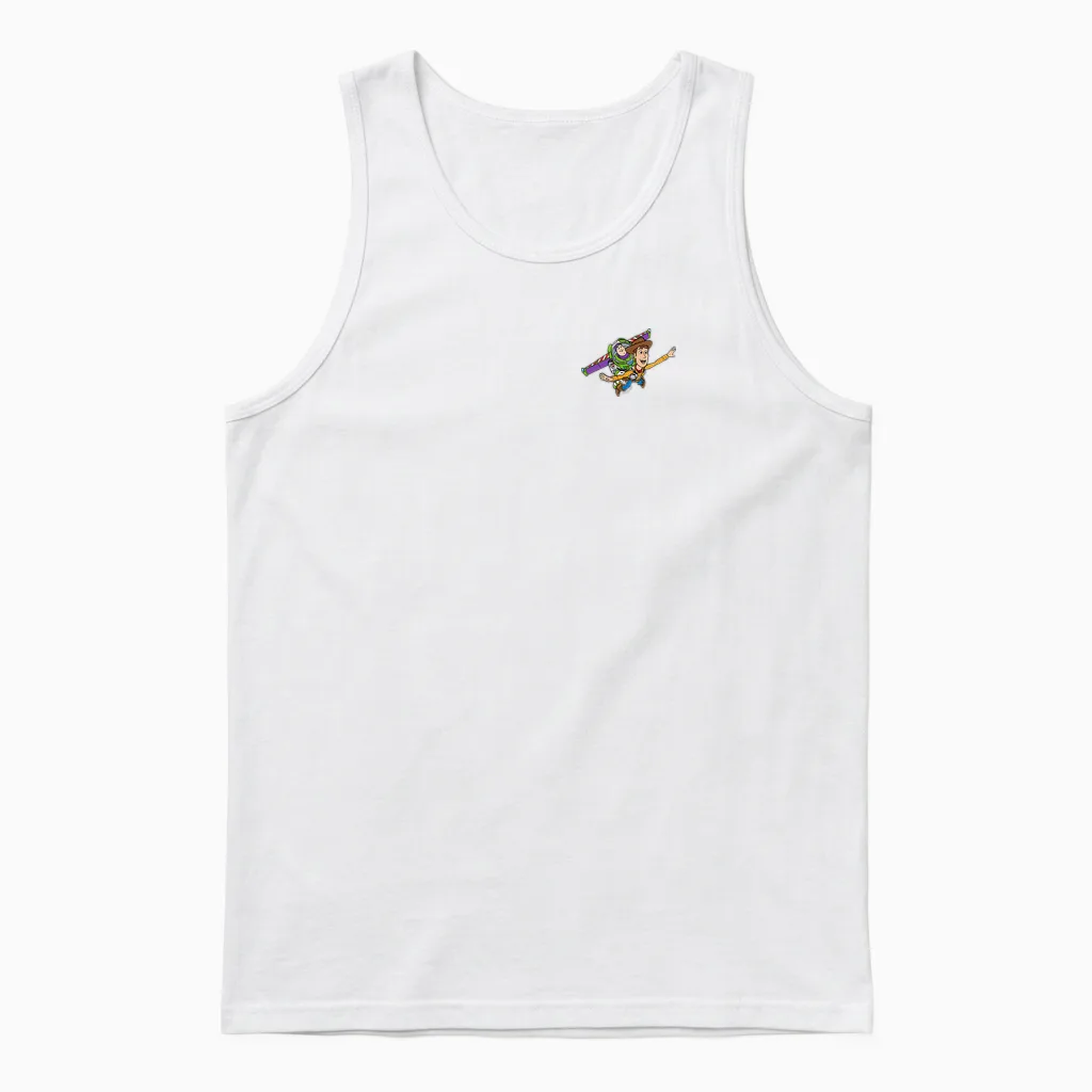 Disney and Pixar's Toy Story Buzz & Woody Pocket Logo Unisex Tank Top in White