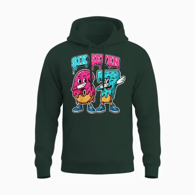 67 Ice Cream Drip Gen Alpha Slang Six Seven Meme 6 7 Number Unisex Hoodie - Forest