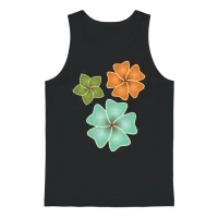 Retro Flowers — Floral & Botanical Unisex Tank Top - Black – 1
