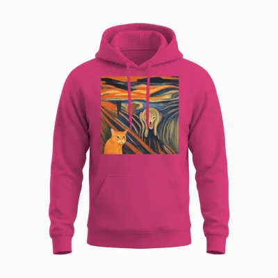 Sunset Scream Cat Mashup Unisex Hoodie - Heliconia