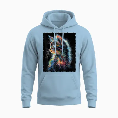 Süße Bunte Baby Katze Fantasy Kunst Unisex Hoodie - Light Blue