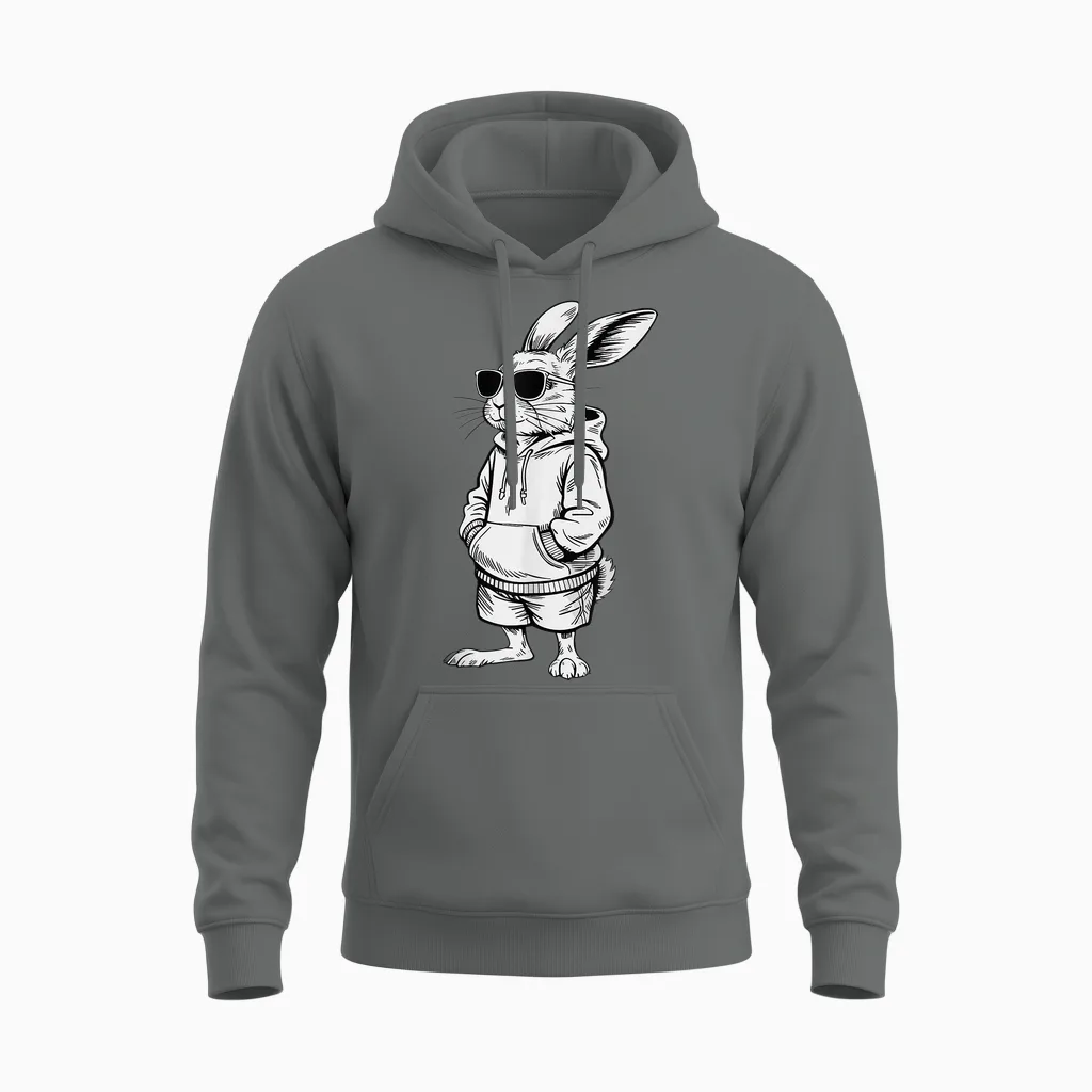 Cooler Osterhase Kaninchen Sonnenbrille Frohe Ostern Kinder Unisex Hoodie in Graphite Heather