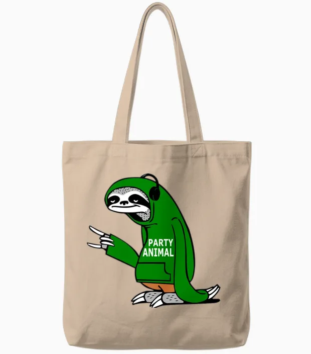 Party Animal Funny Tote Bags in Natural