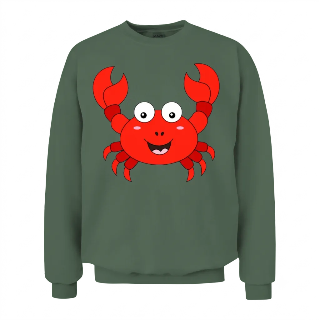 Crab for Boys Girls Men Women Unisex Sweatshirt - Military Green