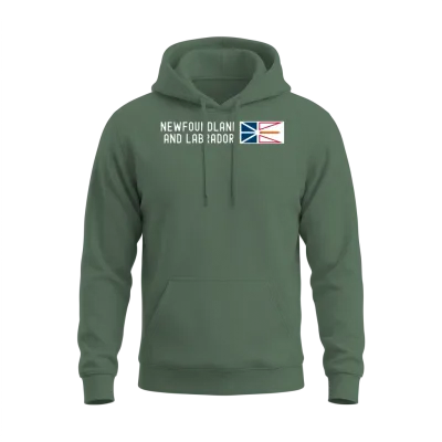 Newfoundland and Labrador Flag | Canada Provinces Unisex Hoodie - Military Green