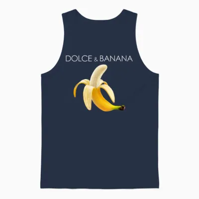 Dolce and Banana T Shirt, Funny Cute Graphic Design Banane Unisex Tank Top - Navy
