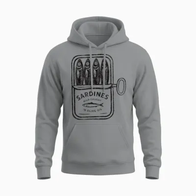 Vintage Sardinen Dose Retro Dosenfisch & Feinschmecker Motiv Unisex Hoodie - Sport Grey