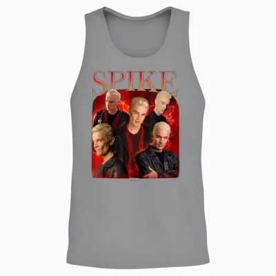 Buffy the Vampire Slayer Iconic Spike 90's Collage Poster T-Shirt, Black, S Unisex Tank Top - Sport Grey