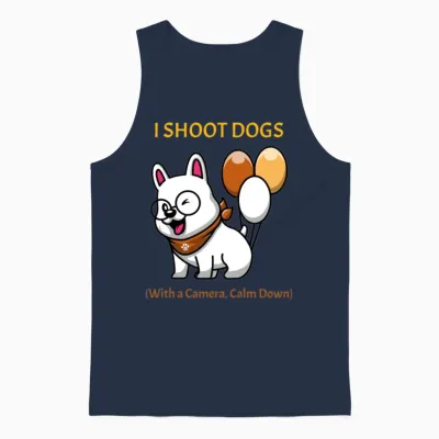 I Shoot Dogs — Dog Photographer Unisex Tank Top - Navy