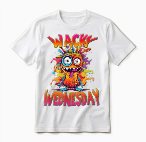 Wacky Wednesday Men, Woman and Kids Outfit for School Funny Unisex T-Shirt in White
