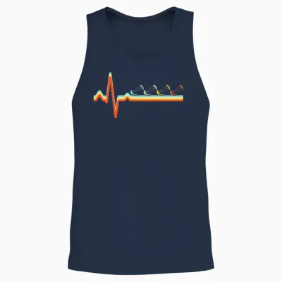 Kite Surfing Retro Heartbeat Unisex Tank Top - Navy
