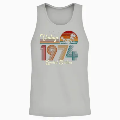 Vintage 1974 Limited Edition 51st Birthday Unisex Tank Top - Ash