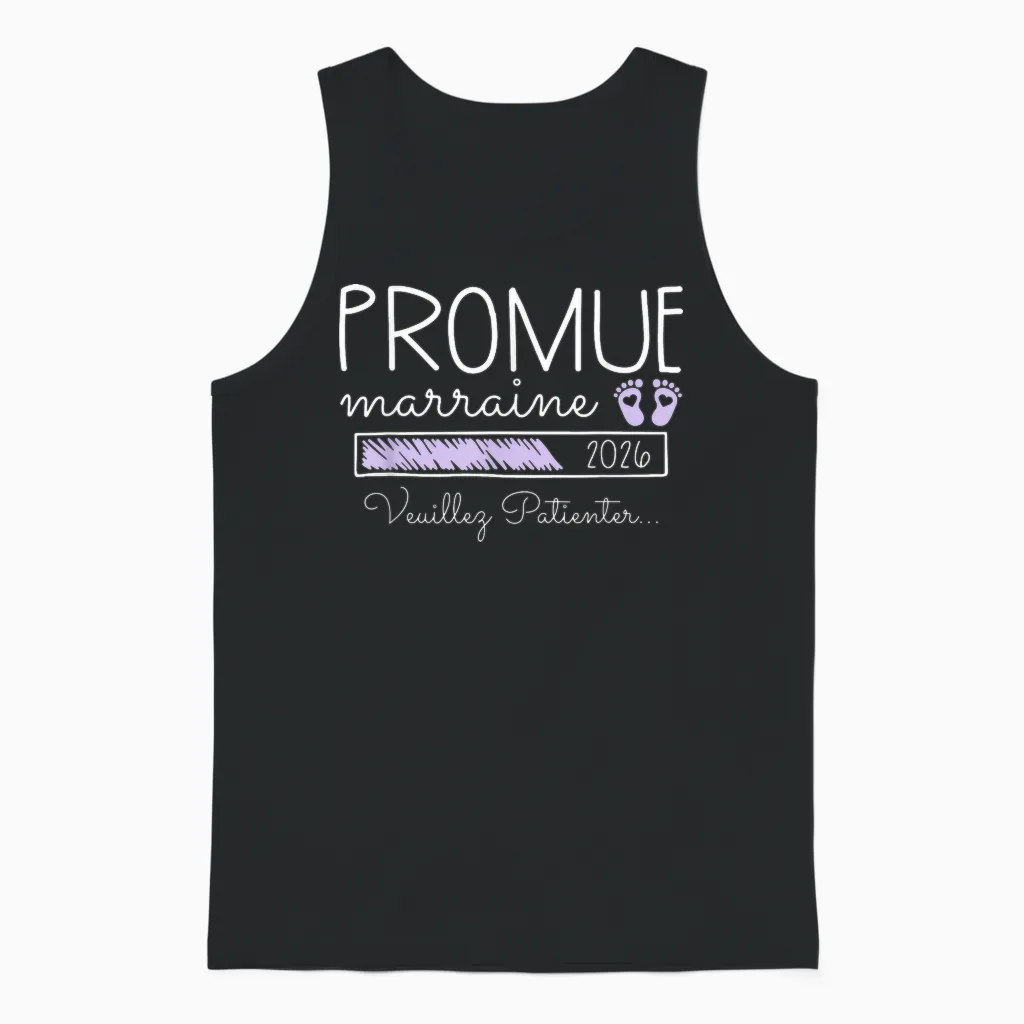 Promoted Godmother 2026 - Birth Announcement 1st Child Surprise Unisex Tank Top in Black