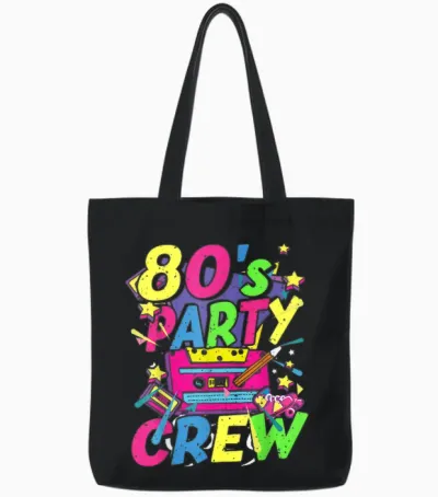 80s Outfit Party Crew Theme Party Costume Women's Men's T-Shirt, Black Tote Bags - Black