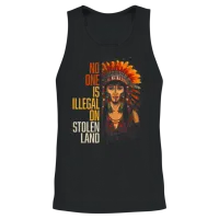 No One Is Illegal on Stolen Land Native American Unisex Tank Top - Black – 2