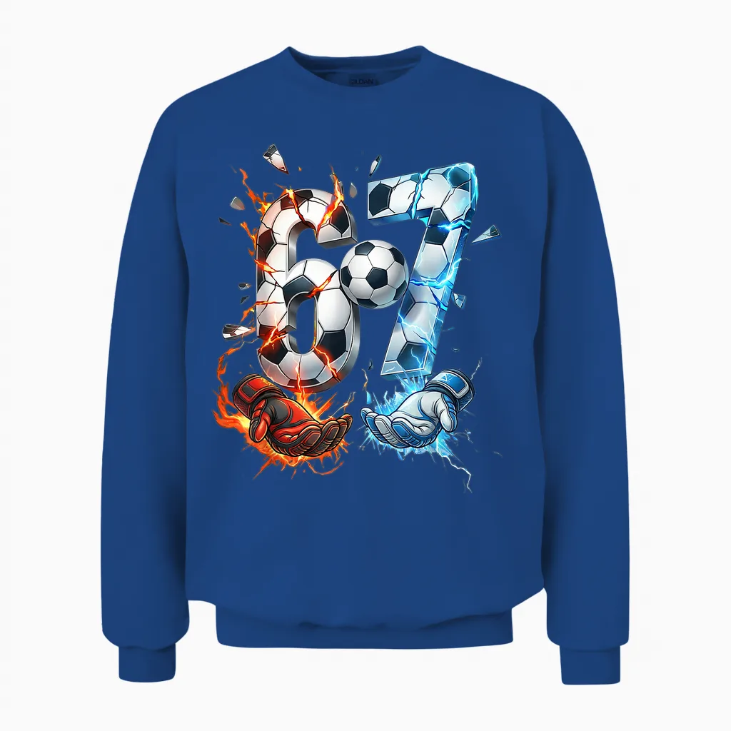 67 Fußball Sechs Sieben 6 7 Meme 67 Italian Brainrot Unisex Sweatshirt in Royal
