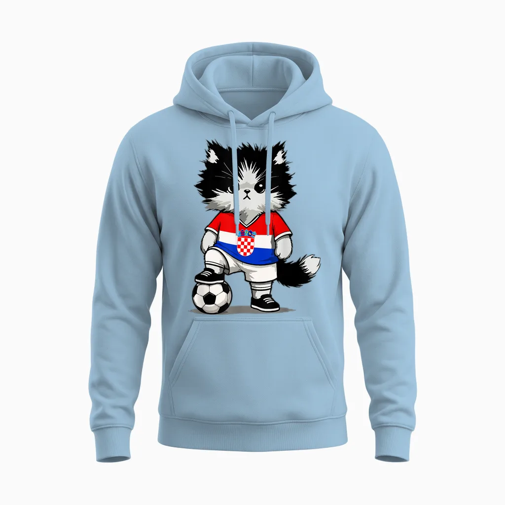 Kroatische Flagge Herren Damen Kinder Kroatien Unisex Hoodie in Light Blue