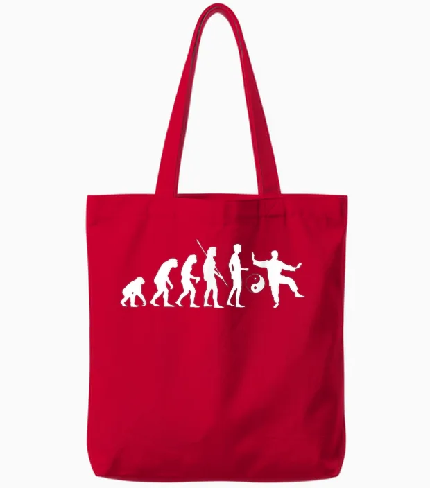 Evolution Tai Chi - Tai-Ji Qigong Quigong Tai Chi Chuan T-Shirt, Black Tote Bags in Red