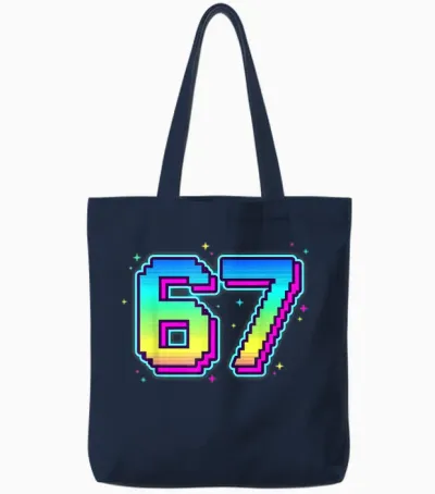 Funny Six Seven 67 Bruh Birthday Player in Retro Look for Boys And Tote Bags - Navy