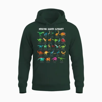 Dinosaur Types Alphabet A-Z Dino Abc T-Rex Dinosaur T-Shirt, Black Unisex Hoodie - Forest