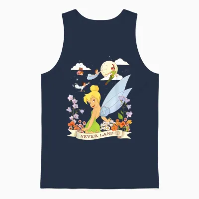 Disney Peter Pan Tinker Bell Never Land Flowers and Flight Unisex Tank Top - Navy